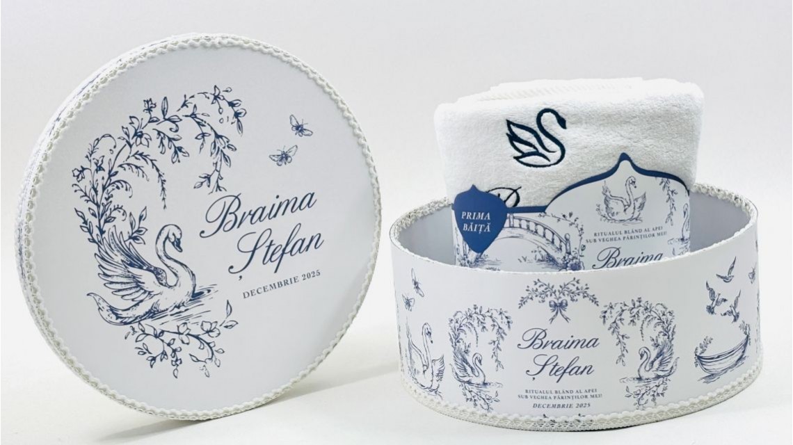 Set Prima Băiță cu nasii dupa botez Swan Lake Ritual Blând al apei pentru Băieți 38